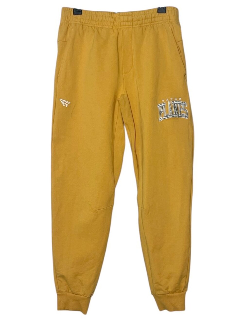 Paper Planes mens yellow pull-on terry joggers size S
